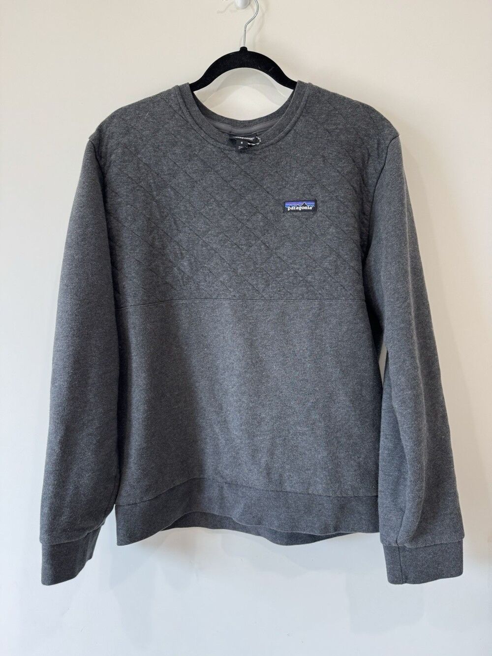 Patagonia Organic Cotton Quilt Gray Crew Neck Pullover - Men's Medium
